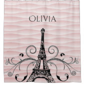 ピンクのエッフェルタワー華やかなシャワーカーテン シャワーカーテン (正面)