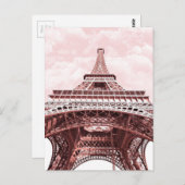 ピンクのエッフェル塔の郵便はがき ポストカード (正面/裏面)