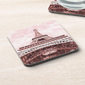 ピンクのエッフェル塔、パリのコルクのコースター コースター (左側)