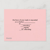 ピンクのエッフェル塔 ヴィンテージ パリ 結婚式 出席確認 インビテーションポストカード (裏面)