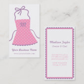 ピンクのエプロンシェフの料理のケイタリングビジネスカード 名刺 (正面/裏面)