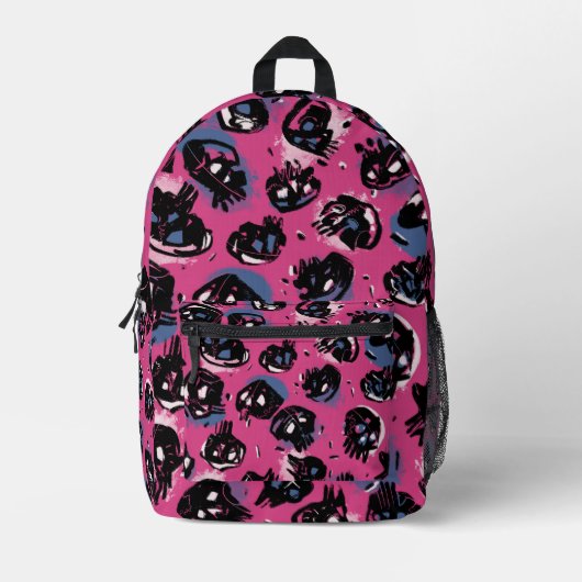 ピンクのエモスカルのアクセサリーバッグ財布バックパック プリントバックパック (正面)