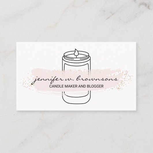 ピンクのエレガントでシンプルなソイキャンドル 名刺 (正面)