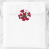 ピンクのエレガントでロマンチックなクラシックラウンドSに赤いバラ ラウンドシール (バッグ)