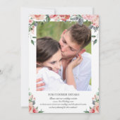 ピンクのエレガントなオールインワンの結婚式招待状(出欠返信付き) 招待状 (裏面)