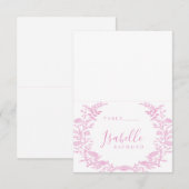 ピンクのエレガントなトワール花の結婚式の席札 招待状 (正面/裏面)