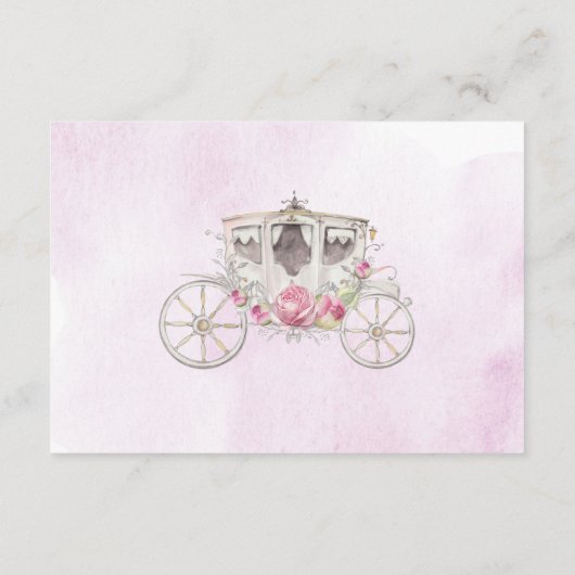 ピンクのエレガントな水彩花の馬車の詳細 エンクロージャーカード (裏面)