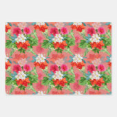 ピンクのエレガントな花 ラッピングペーパーシート (正面3)