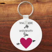 ピンクのエレガントハートとロマンチックな白 キーホルダー (正面)