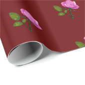 ピンクのエレガントバラフローラ ラッピングペーパー (ロールコーナー)
