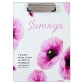 ピンクのエレガントフローラクリップボードのカスタマイズ クリップボード (正面)
