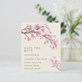 ピンクのエレガントフローラ予算の結婚式の日付を保存 (スタンド正面)