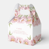 ピンクのエレガントフローラ赤ちゃんシャワーお菓子箱 フェイバーボックス (裏面サイド)