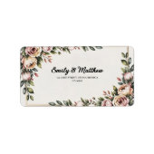 ピンクのエレガントフローラ・デザイナの差出人住所ラベル ラベル (正面)