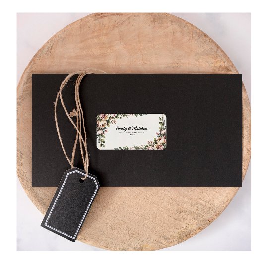 ピンクのエレガントフローラ・デザイナの差出人住所ラベル ラベル