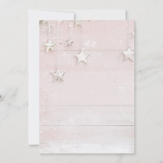 ピンクのエレガント冬のヴィンテージのクリスマスベビースシャワー 招待状 (裏面)