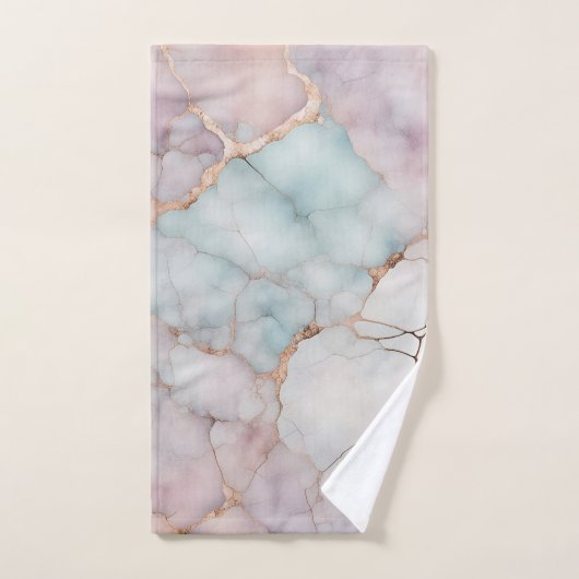 ピンクのエレガント大理石のテクスチャ バスタオルセット (ハンドタオル)
