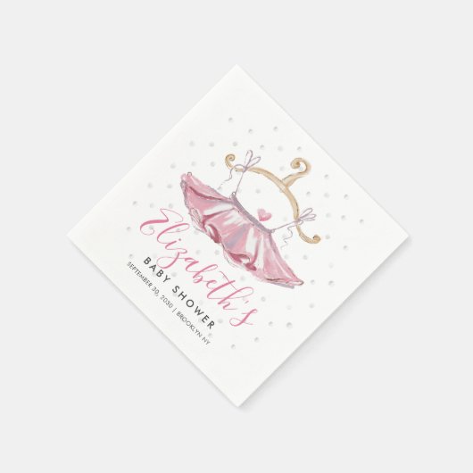 ピンクのエレガント水の色トゥットバレリーナベイビーシャワー スタンダードカクテルナプキン (角)
