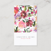 ピンクのエレガント水彩花の名刺 名刺 (正面)