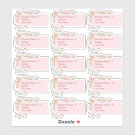 ピンクのエレガント水色バラメーリング・ラベル シール