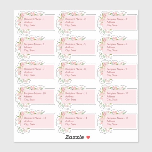 ピンクのエレガント水色バラメーリング・ラベル シール (シート)