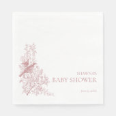 ピンクのエレガント自然の鳥の赤ちゃんシャワー スタンダードランチョンナプキン (正面)