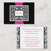 ピンクのエンクロージャカード付き白黒のダマスク エンクロージャーカード (正面/裏面)