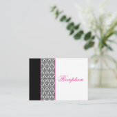 ピンクのエンクロージャカード付き白黒のダマスク エンクロージャーカード (スタンド正面)