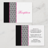 ピンクのエンクロージャカード付き白黒のダマスク エンクロージャーカード (正面/裏面)