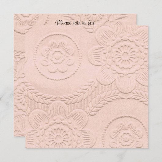 ピンクのエンボスの一見のベビーシャワーの招待状 招待状 (正面/裏面)