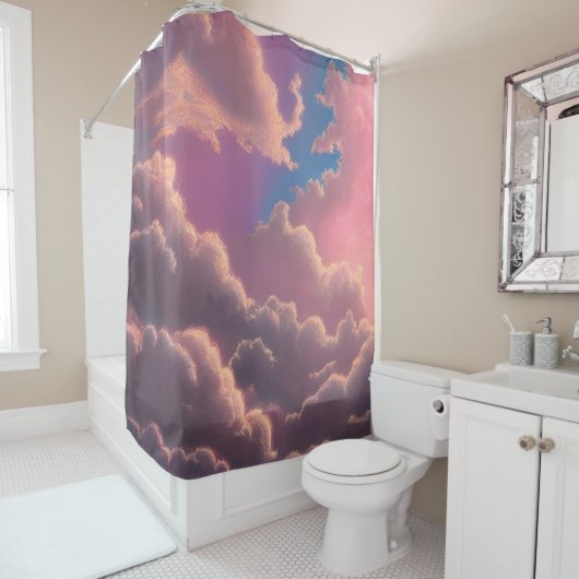 ピンクのエーテル空 シャワーカーテン (インサイチュ)