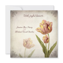 ピンクのオウムのチューリップの結婚式招待状