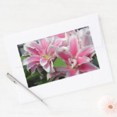 ピンクのオオユリの花シール 長方形シール (封筒)