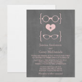 ピンクのオタクメガネ 黒板 結婚式招待状 招待状 (正面/裏面)