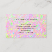 ピンクのオパール宝石の背景にロータスロゴ 名刺 (裏面)