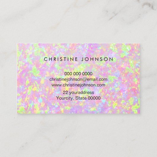 ピンクのオパール宝石の背景にロータスロゴ 名刺 (裏面)