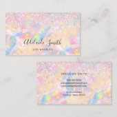 ピンクのオパール宝石フェイクグリッター 名刺 (正面/裏面)