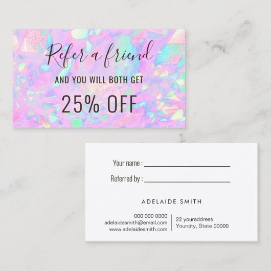 ピンクのオパール紹介名刺 名刺 (正面/裏面)