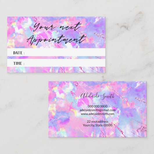 ピンクのオパール質写真アポイントメントカード 名刺 (正面/裏面)