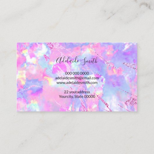 ピンクのオパール質写真アポイントメントカード 名刺 (裏面)