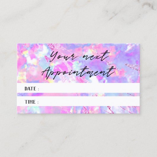 ピンクのオパール質写真アポイントメントカード 名刺 (正面)