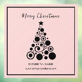 ピンクのオフィスに黒いクリスマスツリー ウィンドウサイン (シート3)