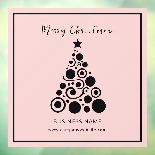 ピンクのオフィスに黒いクリスマスツリー ウィンドウサイン (シート3)