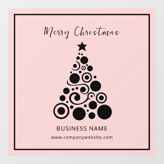 ピンクのオフィスに黒いクリスマスツリー ウィンドウサイン (シート)