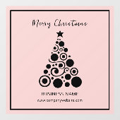 ピンクのオフィスに黒のクリスマスツリー ウィンドウサイン (シート)