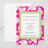 ピンクのオムツシャワー 赤ちゃん女の子の招待状 招待状 (正面/裏面)