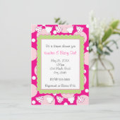 ピンクのオムツシャワー 赤ちゃん女の子の招待状 招待状 (スタンド正面)