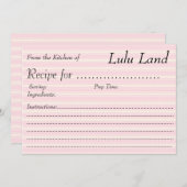 ピンクのオリジナル レシピ カード (正面/裏面)