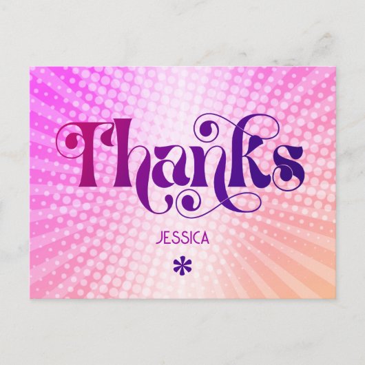 ピンクのオレンジありがとう甘い16 Groovyグラデーション ポストカード (正面)