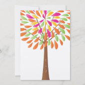 ピンクのオレンジとモダン緑の結婚花 招待状 (裏面)